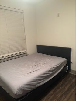 Upholstered Queen Bed Frame with Headboard + Memory Foam Mattress