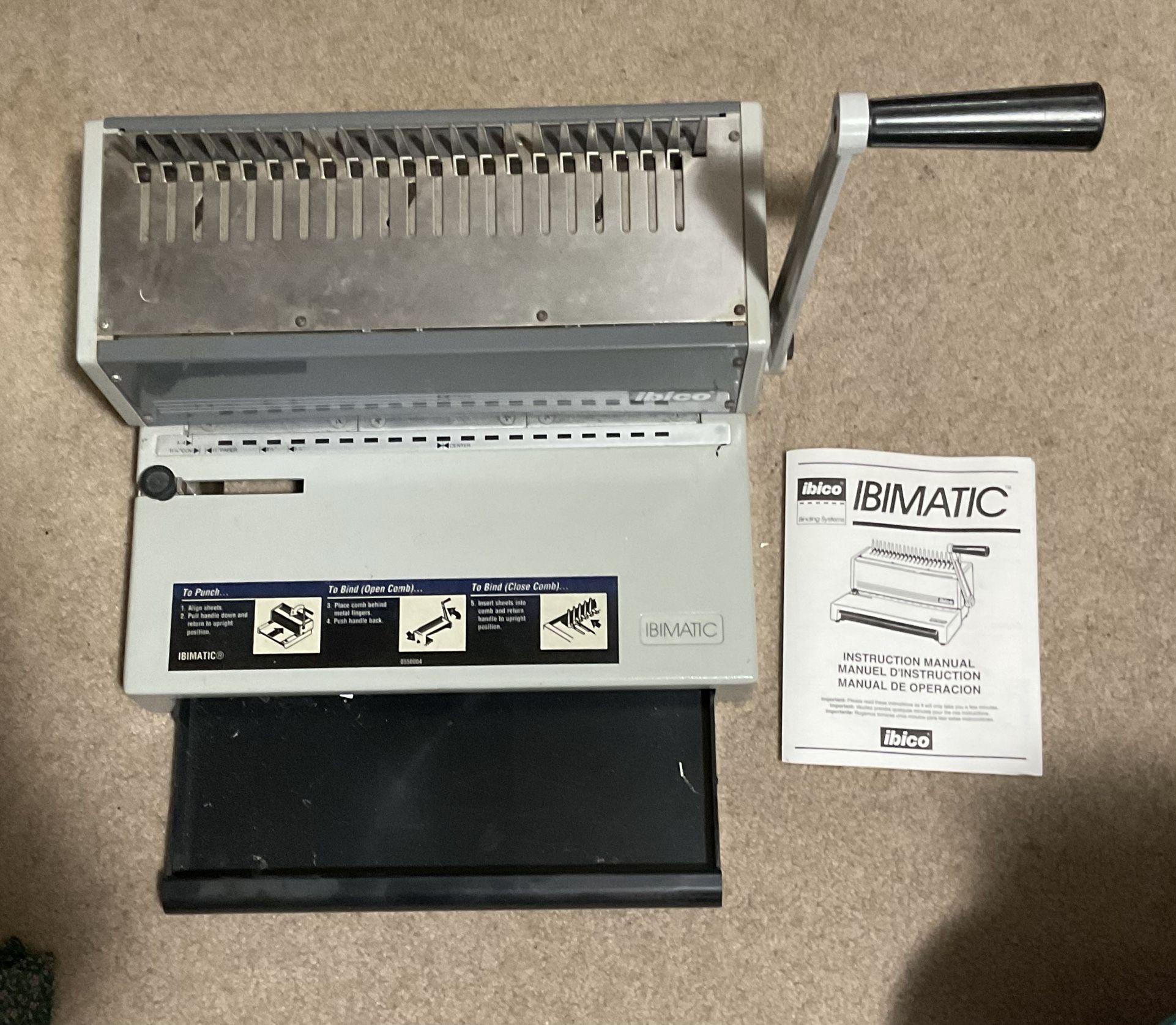 Ibico Ibimatic Heavy Duty Binding Machine, Binders & Manual