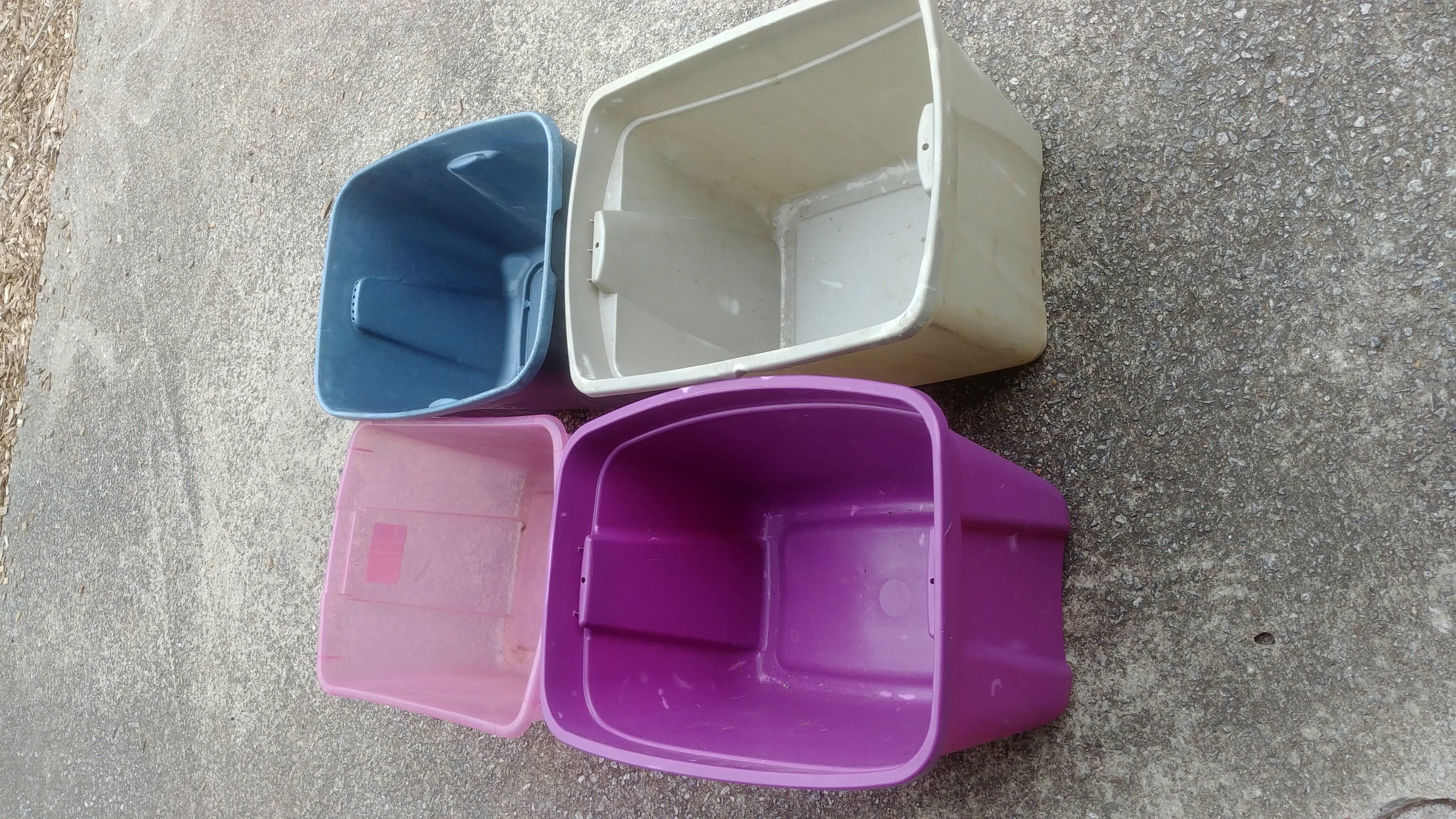 Free Four 18 Gallon Plastic Bin / Totes Without Lids