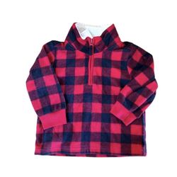 Just One You Carter's Red and Black Gingham Pullover Sweater Fleece Like 9M
