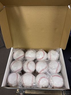 Bucket of Training Baseballs - Standard Size, 12 Pack Unmarked & Blank 9 inch for Practice & League Play,Autographs, Pitching,Gifts
