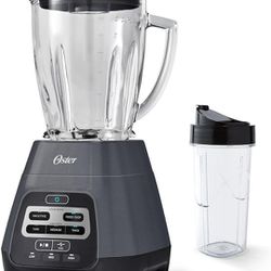 Oster Master Series Blender with Texture Select Settings, Blend-N-Go Cup and Glass Jar, Grey