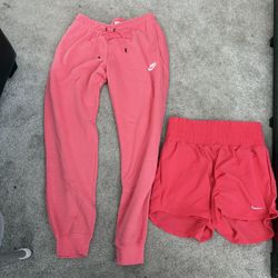 Nike Women’s Pink Joggers & Running Shorts Set – Size L