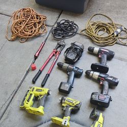 Lot of Ryobi Craftsman Power Tools Drills Driver Multi-Tool Cords