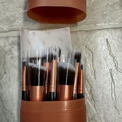 Makeup Brushes Premium Synthetic Foundation Powder Concealers Eye Shadows Makeup 14 Pcs Brush Set, Rose Golden, with Case