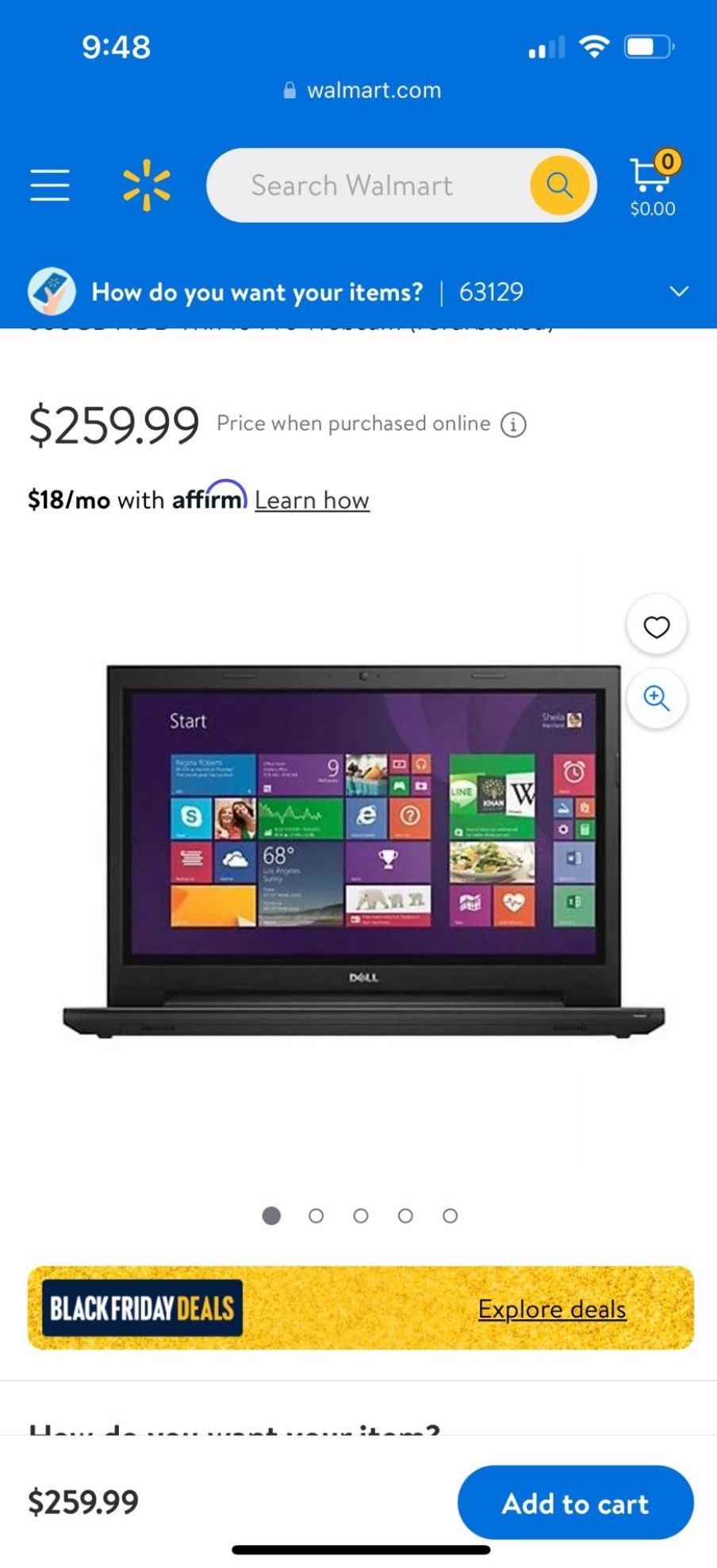 Dell Inspiron 15-3521 Intel i3-3217U 1.80Ghz 8GB RAM 500GB HDD Win 10 Pro Webcam