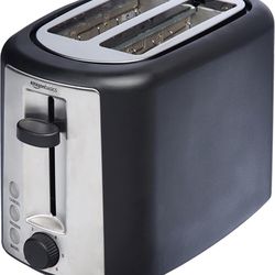 Toaster (Amazon Basics 2 Slice, Extra-Wide Slot, with 6 Shade Settings)