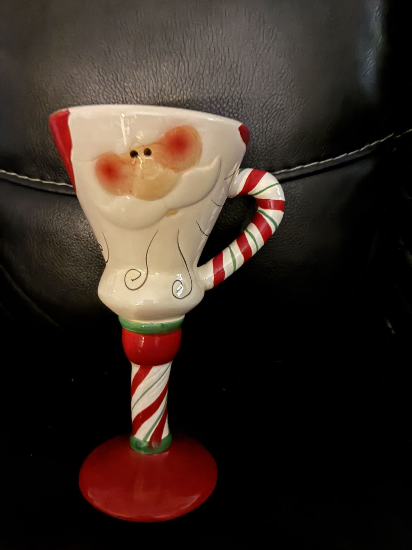 Christmas Santa Cup On A Candy Cane Stem