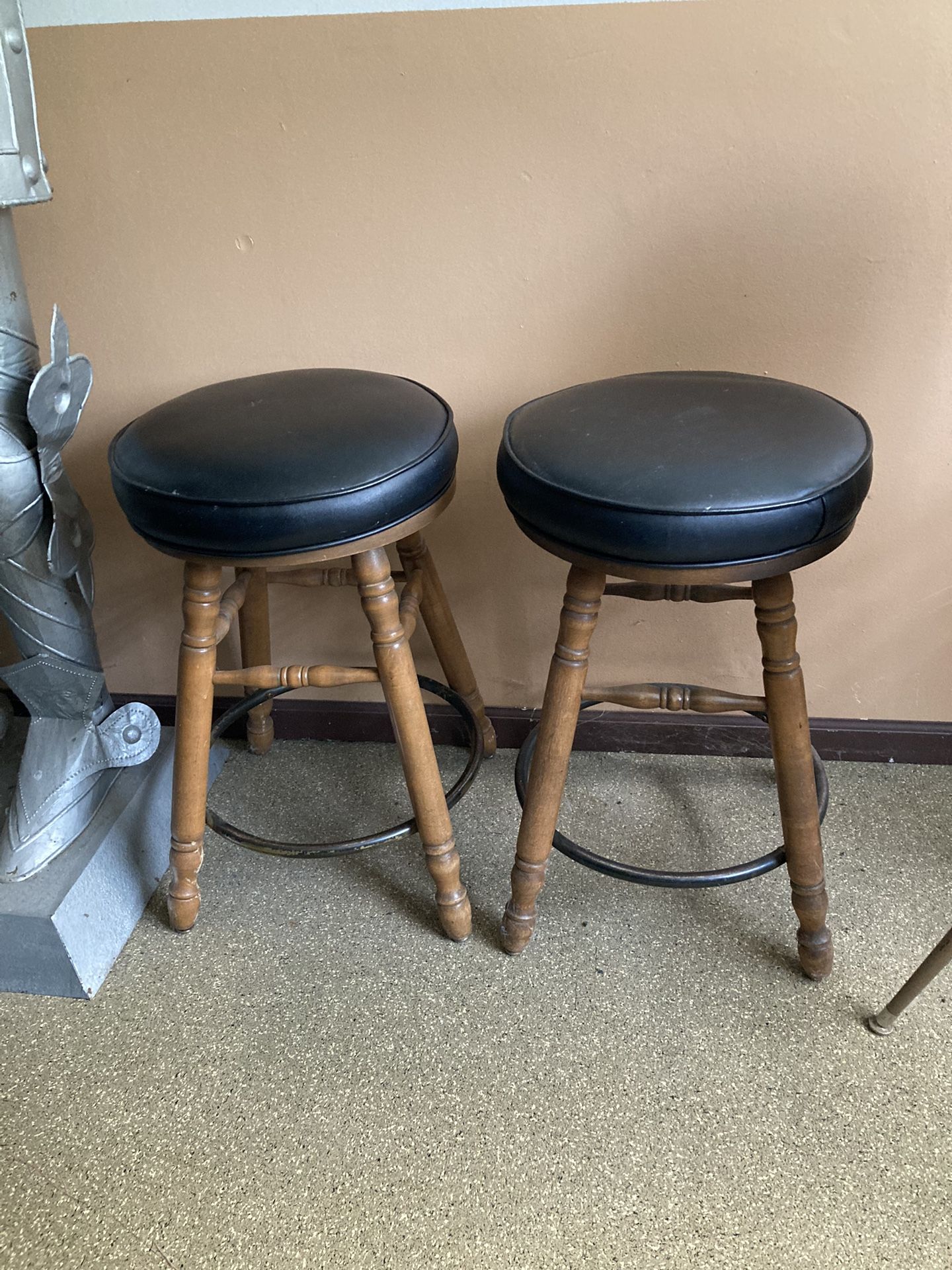 Vintage Black Bar Stool Pair 