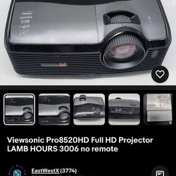 Viewsonic Pro8520HD Full HD Projector LAMB HOURS 3006 no remote