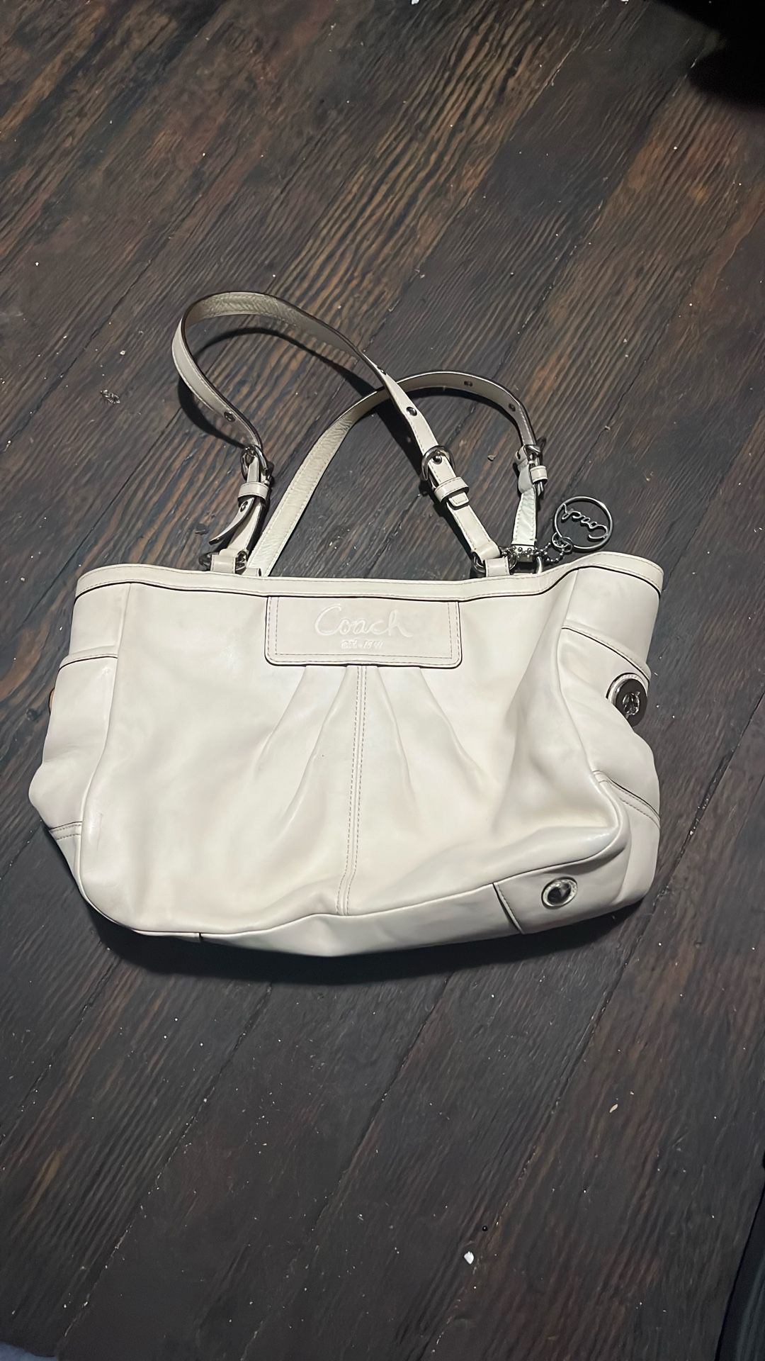 Coach White Leather Tote Bag