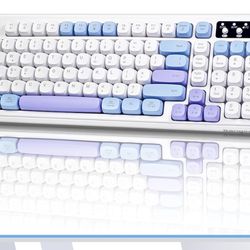 Wireless Keyboard, RGB Backlight Keyboard, BT5.0/USB-C, 99-Key Creamy, Anti-ghosting Keys