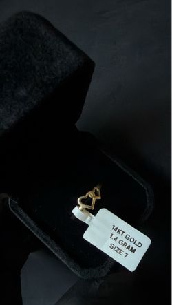 14K yellow gold double heart ring