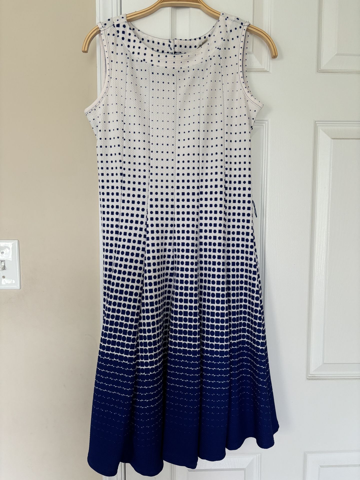 White And Dark Blue Combination Dress