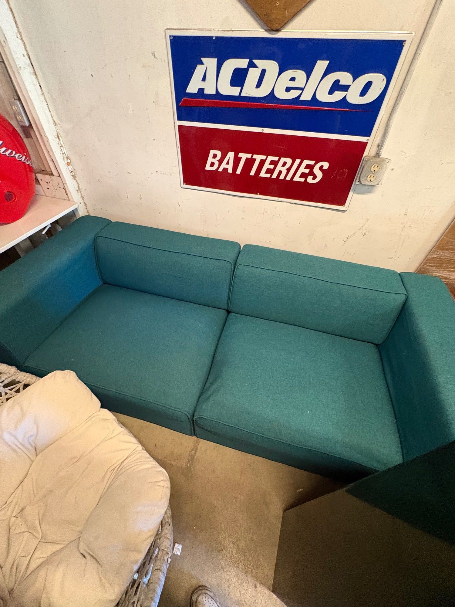 Vibrant Teal Fabric Two-Seater Sofa Section
