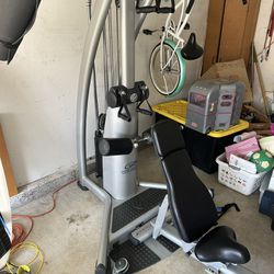 Gym Cable Machine W/ Adjustable Bench