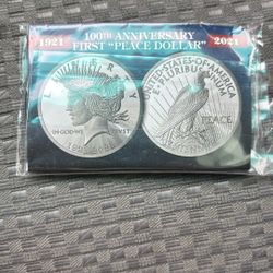 100th Anniversary of The First Peace Silver Dollar 1 OZ 39mm Tribute Coin Medallion Double Dated with Certificate