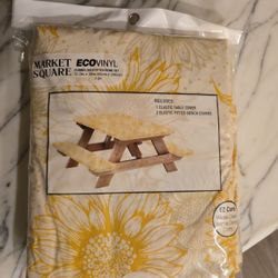 BRAND NEW 3-Piece Sunflower Picnic Table Cover Set | Table + 2 Bench Covers