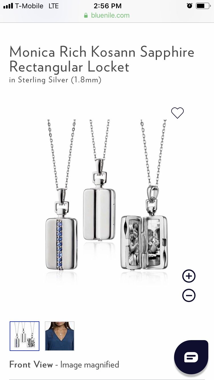 NEW Blue Nile Designer Monica Rich Kosann Blue Sapphire Locket Sterling Silver Pocket Photo Picture Necklace