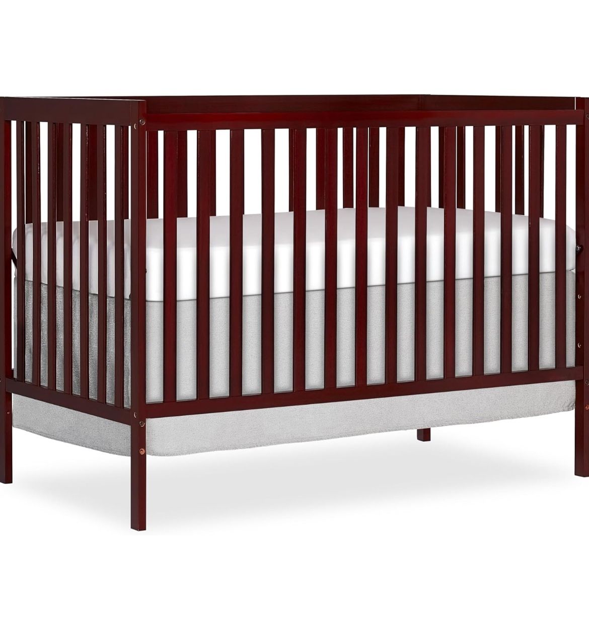 Dream On Me Synergy 5-in-1 Convertible Full-Size Baby Crib with Toddler, Day & Full Bed Conversion in Cherry, GreenGuard Gold & JPMA, 3 Mattress Heigh