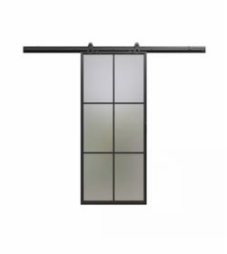 Frosted Glass Sliding Barn Door with Hardware