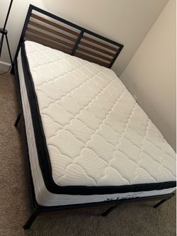 Full size bed frame and mattress