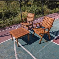 $1800 Premium Teak / IPE Set Like New 2 Chairs, 1 Coffee Table