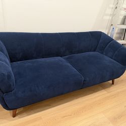 80” blue velvet couch