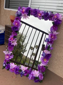 Purple floral mirror