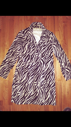 Zebra Full Lenght Coat. Size Small