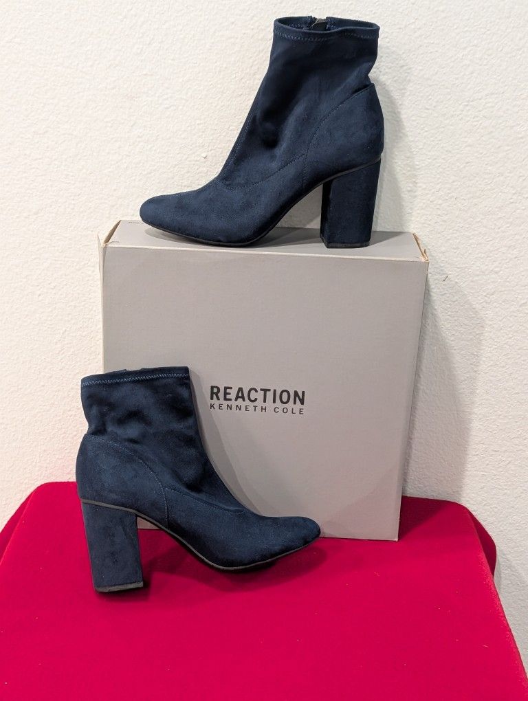 Kenneth Cole Reaction Time For Fun Navy Blue Marine Armada Textile Upper Boots Size 7.5