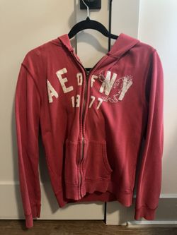 Vintage Aeropostale Burgundy Zip Hoodie ✧ faded y2k oversized cozy