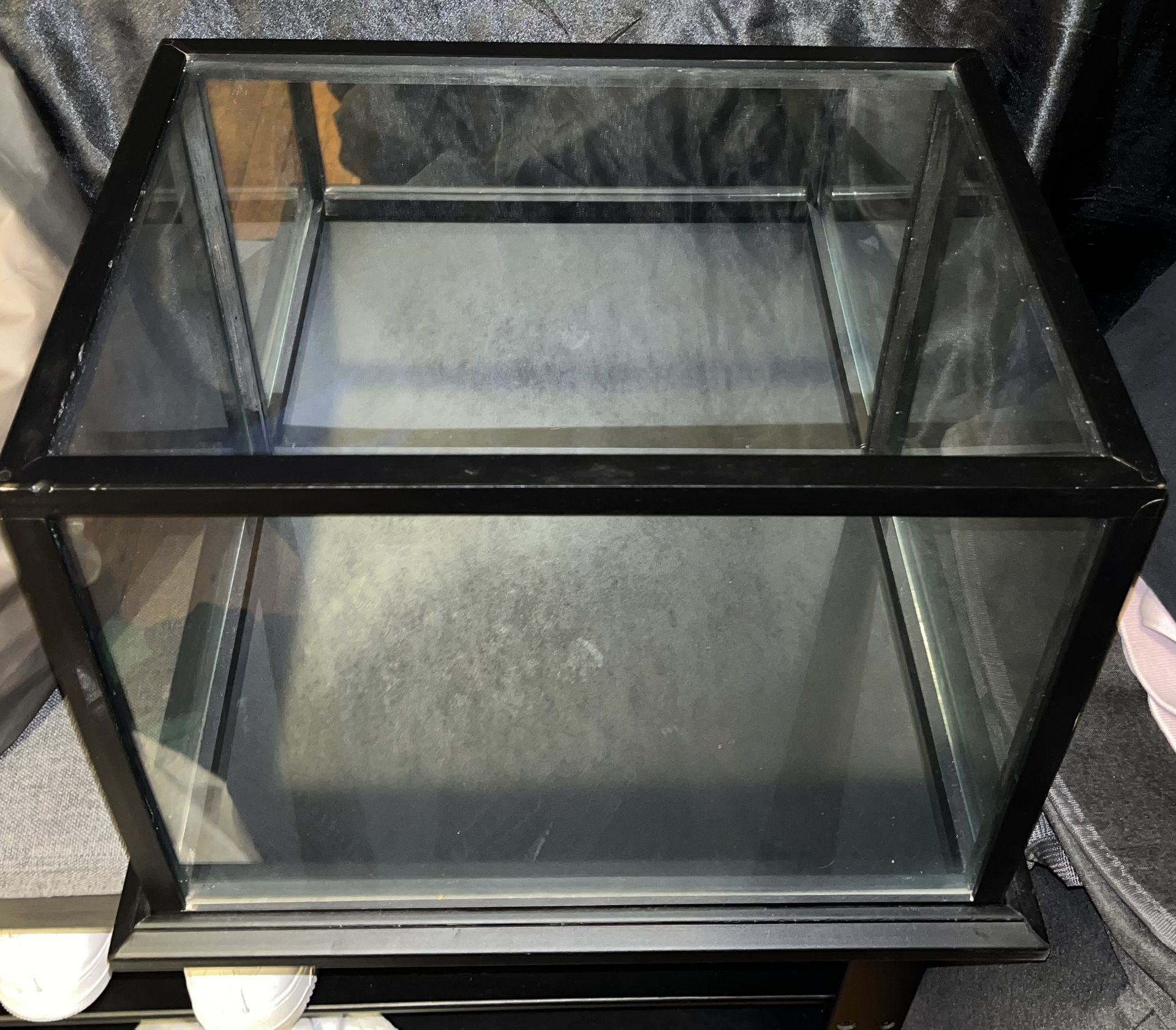 Glass Display Case With Back Mirror