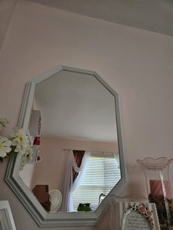 White Hexagon Mirror
