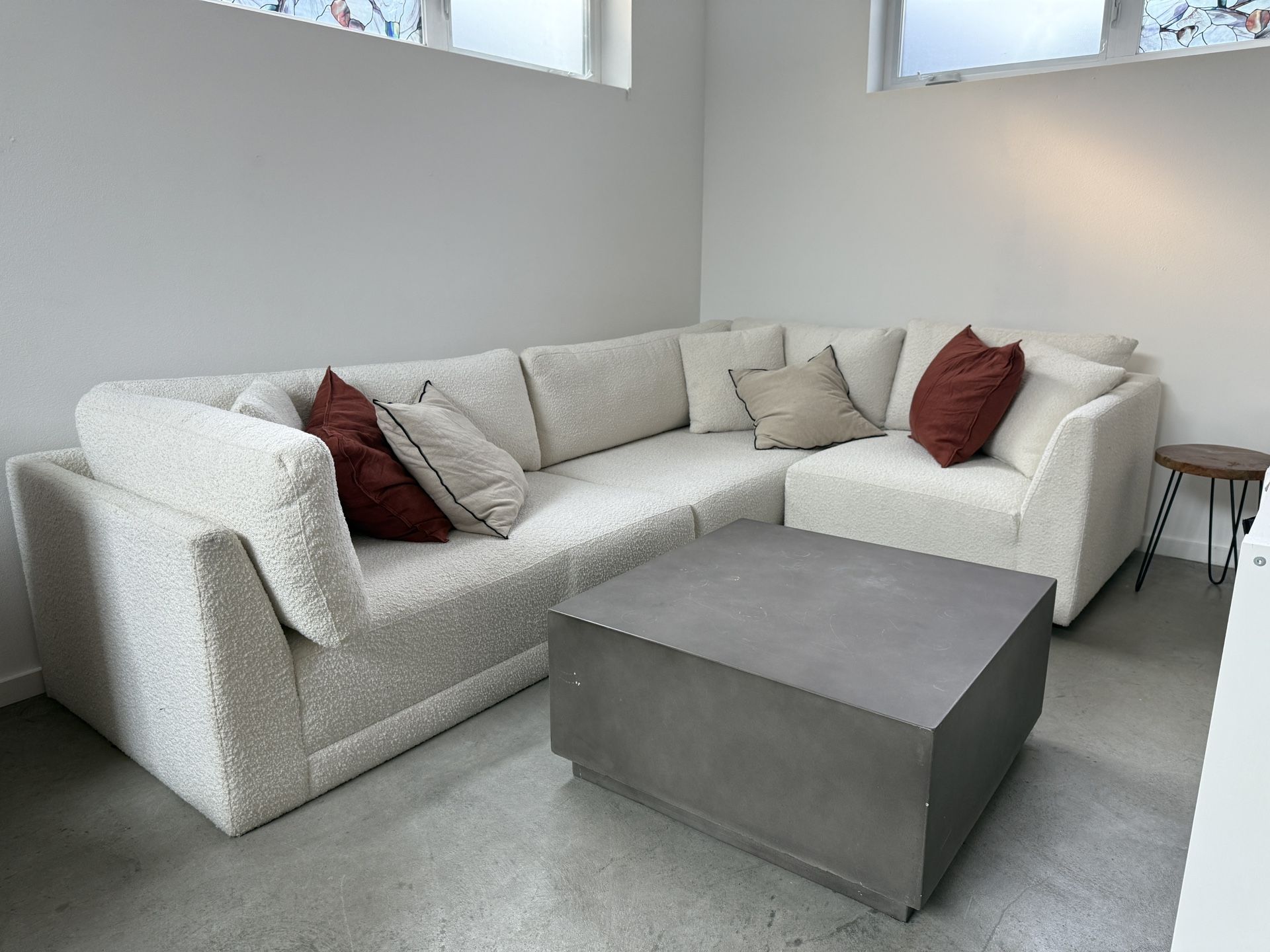 Domus Boucle Fabric Sofa with Removable Chaise