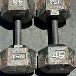 45 Lb Metal Hex Dumbbells