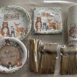 140pcs Woodland Baby Shower Supplies