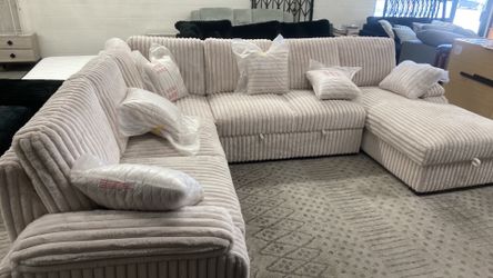 New Jumbo Corduroy Sleeper Sectional Sofa Bed Couch! Free Delivery 🚚!