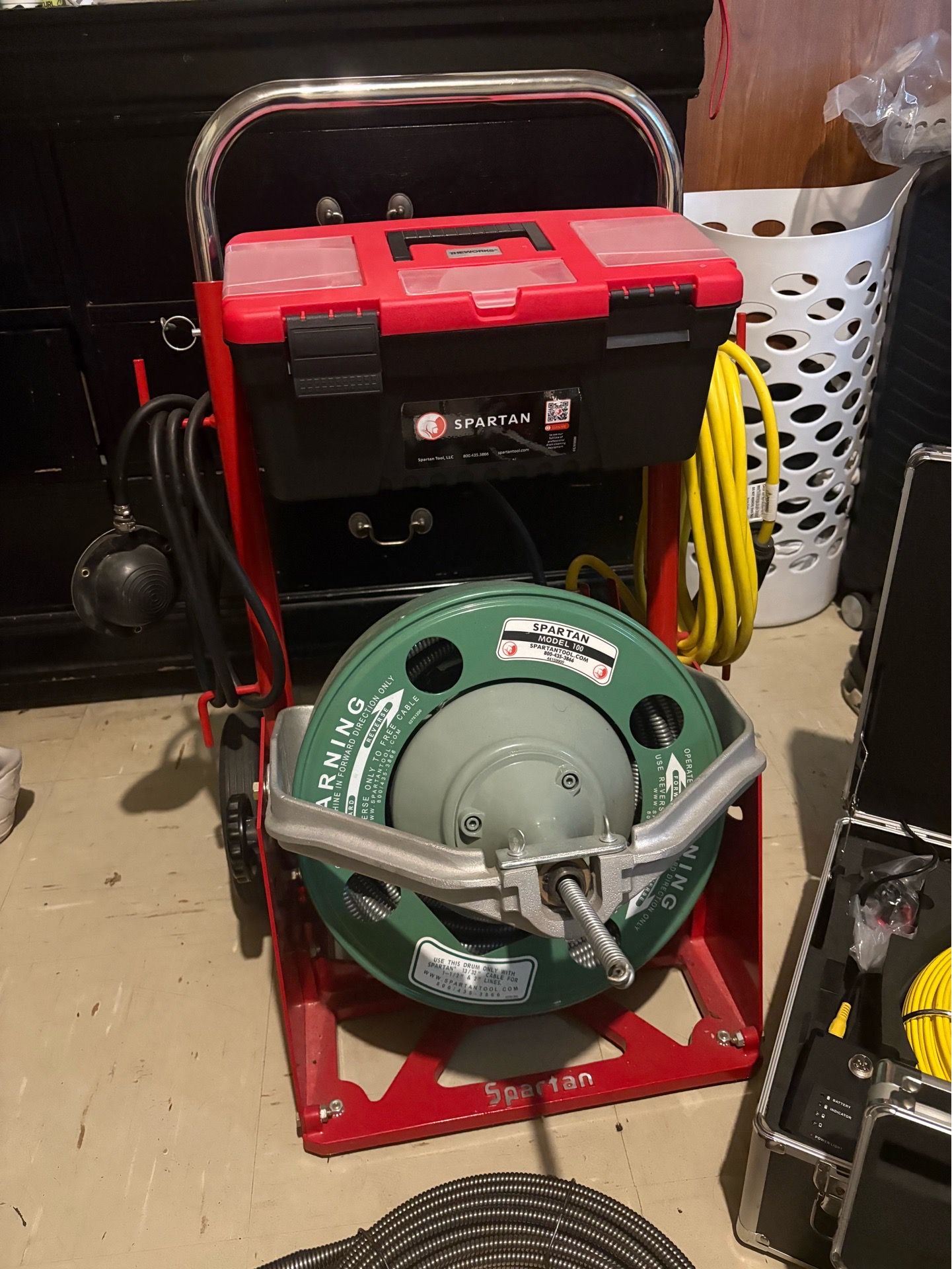 Spartan drain cleaning snake and drain inspection camera with locator