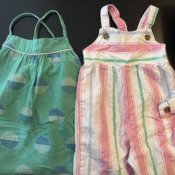 Baby Girl Toddler Spring Dress And Overalls, Size 2T