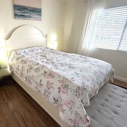 Need Gone: High end Queen solid Wood Bed  White With Two Night Stands 