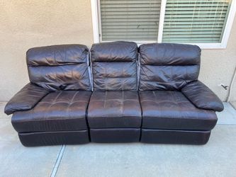 Dark Brown Leather Reclining Sofa