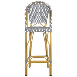 Safavieh Ford Parisian Bistro Bar Stool Indoor Outdoor Set of 2 – Grey & White