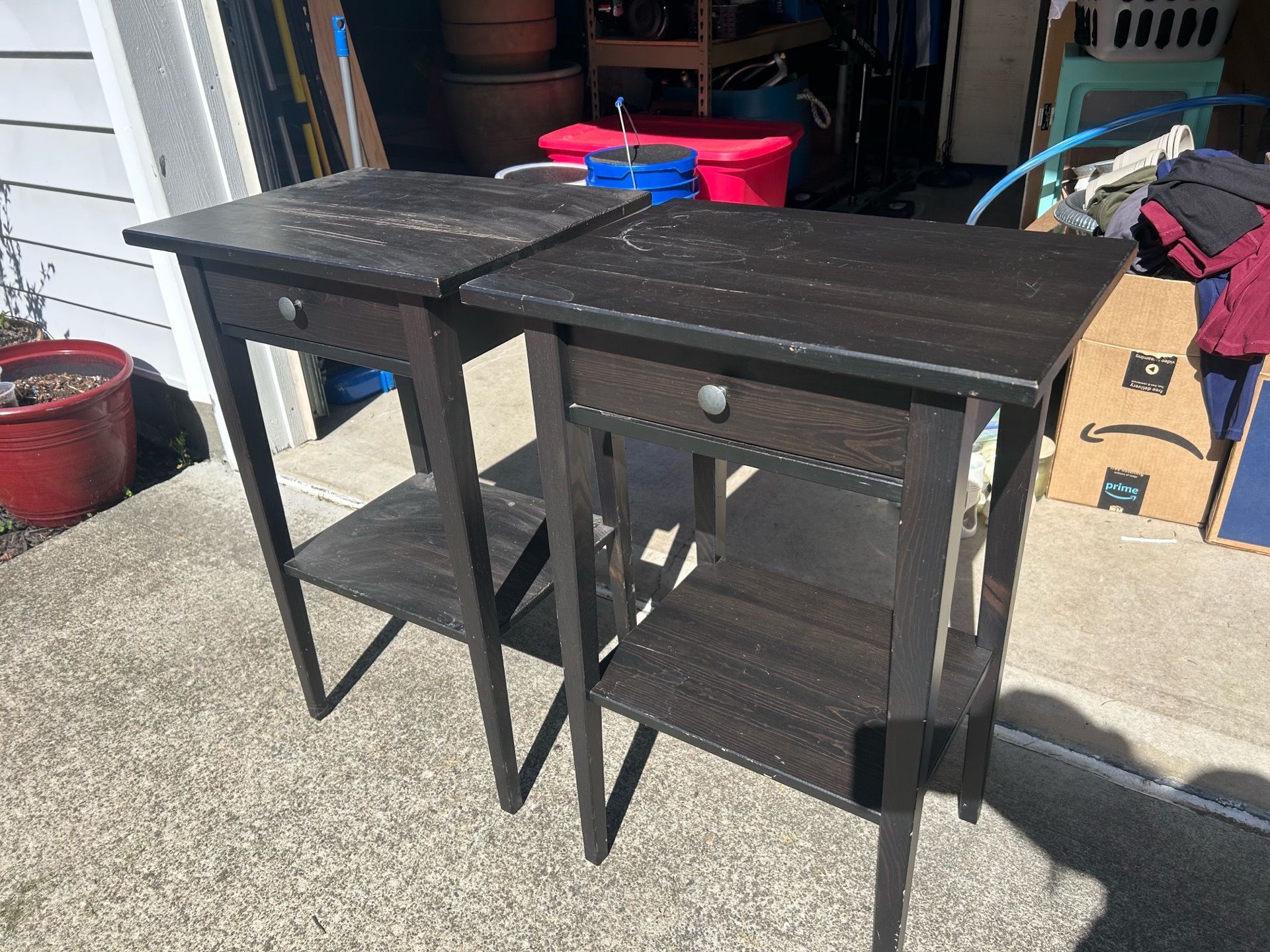 IKEA Helmnes Set of 2 Dark Wood Nightstands