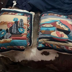 set of vintage Native American style Southwest VIP Cranston cactus and pottery decorative Quillows