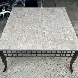 Marble Top Coffee Table – 36”x36”x19” – Elegant & Heavy – Metal Frame