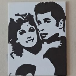 John Travolta And Olivia Newton-John Oil Painting From The  Movie Greece