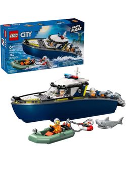 LEGO City Police Boat Chase Building Toy (60456) 264 Pieces 3 Minifigs + Shark