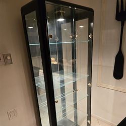 2 Black Shiny Lacquer Display Cases w/light