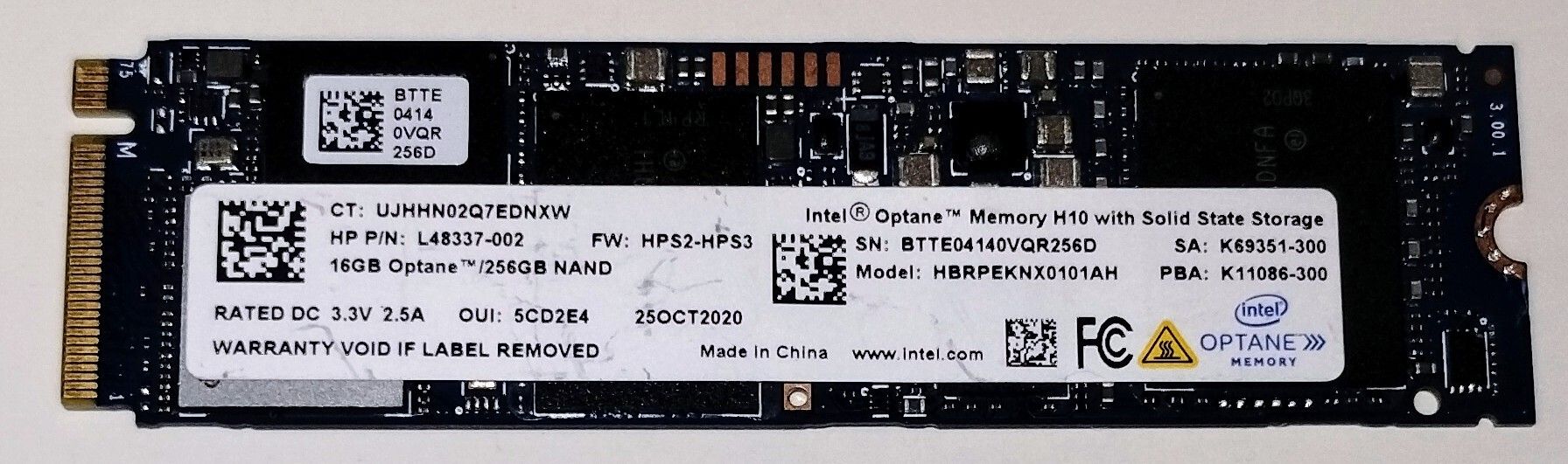Intel Optane H10 256GB NAND + 16GB M.2 2280 NVMe SSD Solid State Drive HBRPEKNX0